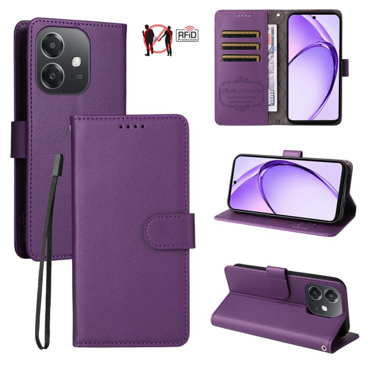 Litchi Texture RFID Blocking 3-Card Wallet Leather Phone Case, For OPPO A7 Pro Max 5G, For OPPO F33 Pro 5G, For OPPO Reno15 F 5G, For OPPO Reno15 5G Global / Reno 15c 5G, For OPPO A6 4G / 5G / A6x 5G Global, For OPPO Find X9                            ...