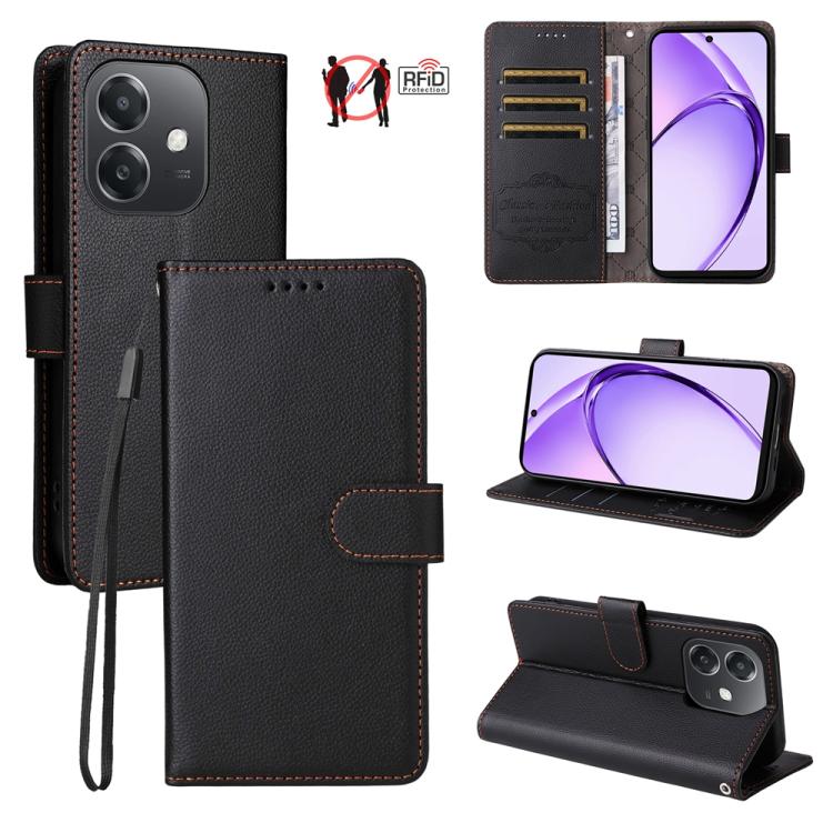 Litchi Texture RFID Blocking 3-Card Wallet Leather Phone Case, For OPPO A7 Pro Max 5G, For OPPO F33 Pro 5G, For OPPO Reno15 F 5G, For OPPO Reno15 5G Global / Reno 15c 5G, For OPPO A6 4G / 5G / A6x 5G Global, For OPPO Find X9                            ...