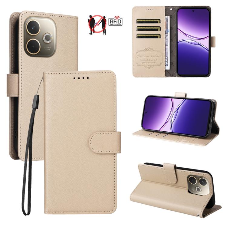 Litchi Texture RFID Blocking 3-Card Wallet Leather Phone Case, For OPPO A7 Pro Max 5G, For OPPO F33 Pro 5G, For OPPO Reno15 F 5G, For OPPO Reno15 5G Global / Reno 15c 5G, For OPPO A6 4G / 5G / A6x 5G Global, For OPPO Find X9                            ...