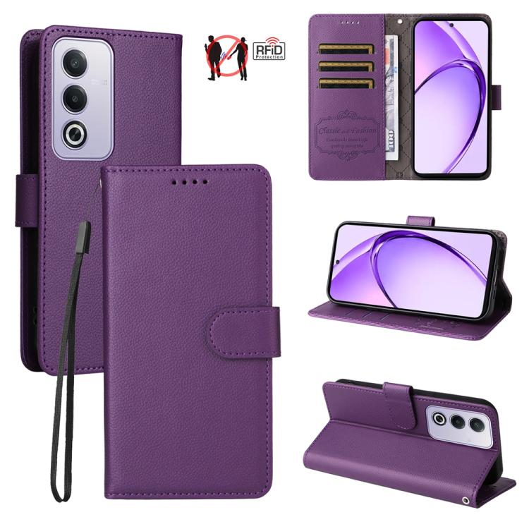 Litchi Texture RFID Blocking 3-Card Wallet Leather Phone Case, For OPPO A7 Pro Max 5G, For OPPO F33 Pro 5G, For OPPO Reno15 F 5G, For OPPO Reno15 5G Global / Reno 15c 5G, For OPPO A6 4G / 5G / A6x 5G Global, For OPPO Find X9                            ...