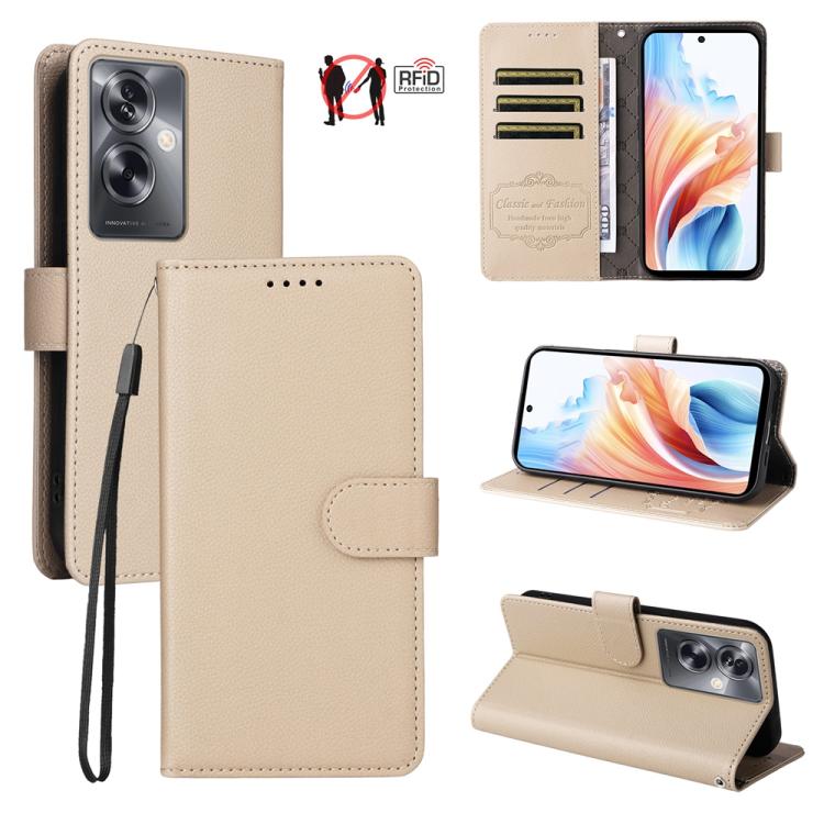 Litchi Texture RFID Blocking 3-Card Wallet Leather Phone Case, For OPPO A7 Pro Max 5G, For OPPO F33 Pro 5G, For OPPO Reno15 F 5G, For OPPO Reno15 5G Global / Reno 15c 5G, For OPPO A6 4G / 5G / A6x 5G Global, For OPPO Find X9                            ...