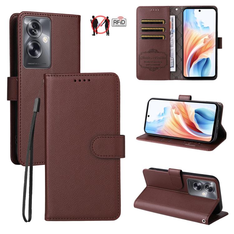 Litchi Texture RFID Blocking 3-Card Wallet Leather Phone Case, For OPPO A7 Pro Max 5G, For OPPO F33 Pro 5G, For OPPO Reno15 F 5G, For OPPO Reno15 5G Global / Reno 15c 5G, For OPPO A6 4G / 5G / A6x 5G Global, For OPPO Find X9                            ...
