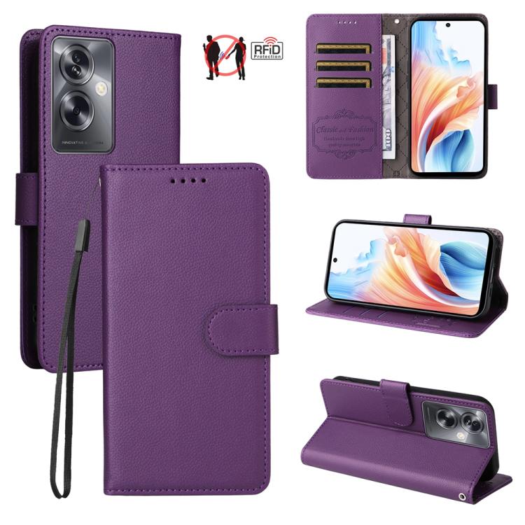 Litchi Texture RFID Blocking 3-Card Wallet Leather Phone Case, For OPPO A7 Pro Max 5G, For OPPO F33 Pro 5G, For OPPO Reno15 F 5G, For OPPO Reno15 5G Global / Reno 15c 5G, For OPPO A6 4G / 5G / A6x 5G Global, For OPPO Find X9                            ...