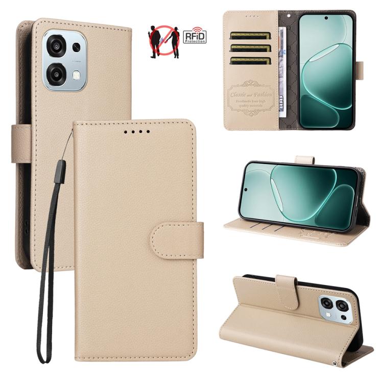 Litchi Texture RFID Blocking 3-Card Wallet Leather Phone Case, For OPPO A7 Pro Max 5G, For OPPO F33 Pro 5G, For OPPO Reno15 F 5G, For OPPO Reno15 5G Global / Reno 15c 5G, For OPPO A6 4G / 5G / A6x 5G Global, For OPPO Find X9                            ...