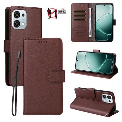 Litchi Texture RFID Blocking 3-Card Wallet Leather Phone Case, For OPPO A7 Pro Max 5G, For OPPO F33 Pro 5G, For OPPO Reno15 F 5G, For OPPO Reno15 5G Global / Reno 15c 5G, For OPPO A6 4G / 5G / A6x 5G Global, For OPPO Find X9                            ...