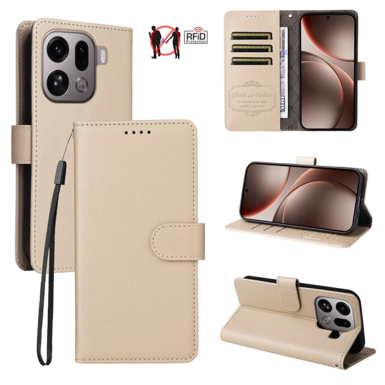 Litchi Texture RFID Blocking 3-Card Wallet Leather Phone Case, For OPPO A7 Pro Max 5G, For OPPO F33 Pro 5G, For OPPO Reno15 F 5G, For OPPO Reno15 5G Global / Reno 15c 5G, For OPPO A6 4G / 5G / A6x 5G Global, For OPPO Find X9                            ...
