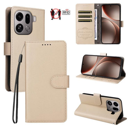 Litchi Texture RFID Blocking 3-Card Wallet Leather Phone Case, For OPPO A7 Pro Max 5G, For OPPO F33 Pro 5G, For OPPO Reno15 F 5G, For OPPO Reno15 5G Global / Reno 15c 5G, For OPPO A6 4G / 5G / A6x 5G Global, For OPPO Find X9                            ...