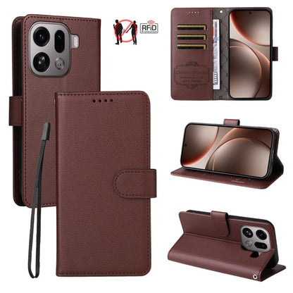 Litchi Texture RFID Blocking 3-Card Wallet Leather Phone Case, For OPPO A7 Pro Max 5G, For OPPO F33 Pro 5G, For OPPO Reno15 F 5G, For OPPO Reno15 5G Global / Reno 15c 5G, For OPPO A6 4G / 5G / A6x 5G Global, For OPPO Find X9                            ...
