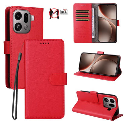 Litchi Texture RFID Blocking 3-Card Wallet Leather Phone Case, For OPPO A7 Pro Max 5G, For OPPO F33 Pro 5G, For OPPO Reno15 F 5G, For OPPO Reno15 5G Global / Reno 15c 5G, For OPPO A6 4G / 5G / A6x 5G Global, For OPPO Find X9                            ...