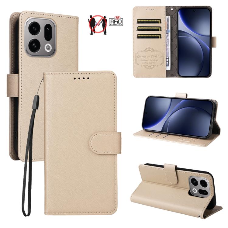 Litchi Texture RFID Blocking 3-Card Wallet Leather Phone Case, For OPPO A7 Pro Max 5G, For OPPO F33 Pro 5G, For OPPO Reno15 F 5G, For OPPO Reno15 5G Global / Reno 15c 5G, For OPPO A6 4G / 5G / A6x 5G Global, For OPPO Find X9                            ...