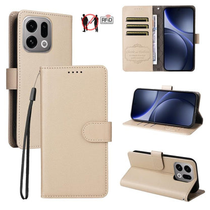 Litchi Texture RFID Blocking 3-Card Wallet Leather Phone Case, For OPPO A7 Pro Max 5G, For OPPO F33 Pro 5G, For OPPO Reno15 F 5G, For OPPO Reno15 5G Global / Reno 15c 5G, For OPPO A6 4G / 5G / A6x 5G Global, For OPPO Find X9                            ...