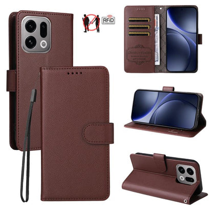 Litchi Texture RFID Blocking 3-Card Wallet Leather Phone Case, For OPPO A7 Pro Max 5G, For OPPO F33 Pro 5G, For OPPO Reno15 F 5G, For OPPO Reno15 5G Global / Reno 15c 5G, For OPPO A6 4G / 5G / A6x 5G Global, For OPPO Find X9                            ...