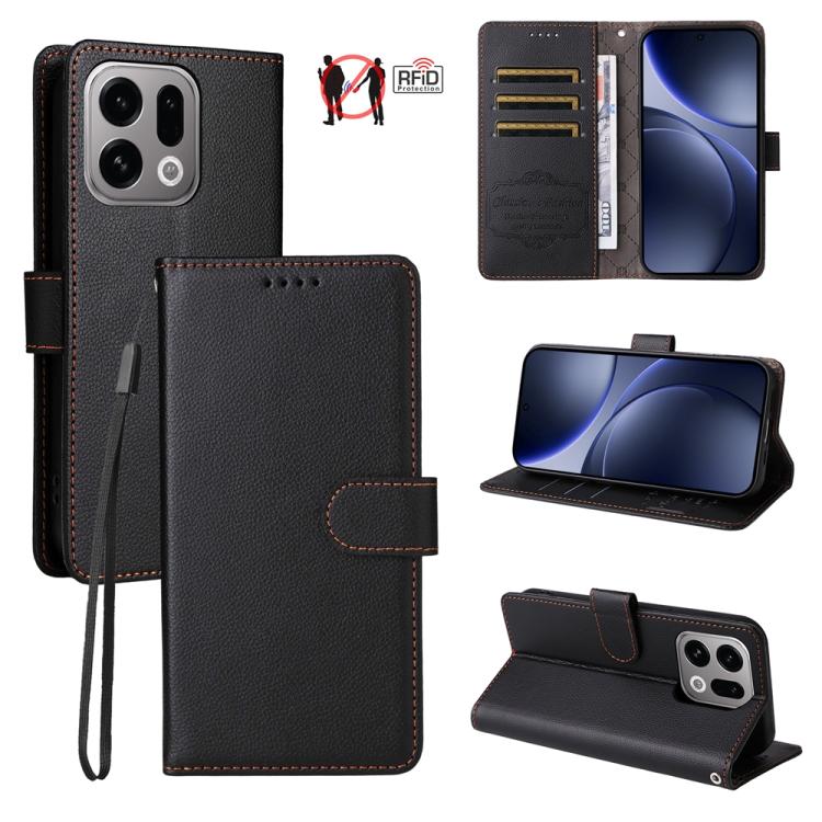 Litchi Texture RFID Blocking 3-Card Wallet Leather Phone Case, For OPPO A7 Pro Max 5G, For OPPO F33 Pro 5G, For OPPO Reno15 F 5G, For OPPO Reno15 5G Global / Reno 15c 5G, For OPPO A6 4G / 5G / A6x 5G Global, For OPPO Find X9                            ...