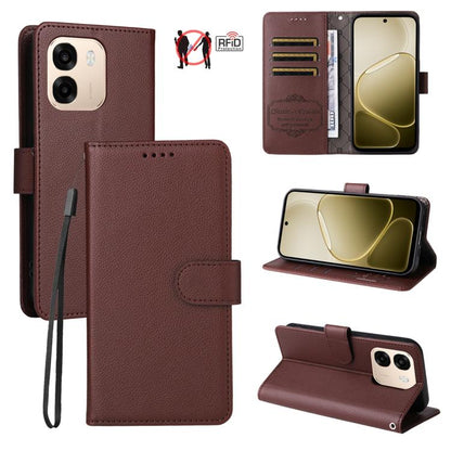 Litchi Texture RFID Blocking 3-Card Wallet Leather Phone Case, For OPPO A7 Pro Max 5G, For OPPO F33 Pro 5G, For OPPO Reno15 F 5G, For OPPO Reno15 5G Global / Reno 15c 5G, For OPPO A6 4G / 5G / A6x 5G Global, For OPPO Find X9                            ...