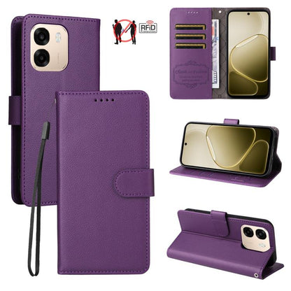 Litchi Texture RFID Blocking 3-Card Wallet Leather Phone Case, For OPPO A7 Pro Max 5G, For OPPO F33 Pro 5G, For OPPO Reno15 F 5G, For OPPO Reno15 5G Global / Reno 15c 5G, For OPPO A6 4G / 5G / A6x 5G Global, For OPPO Find X9                            ...
