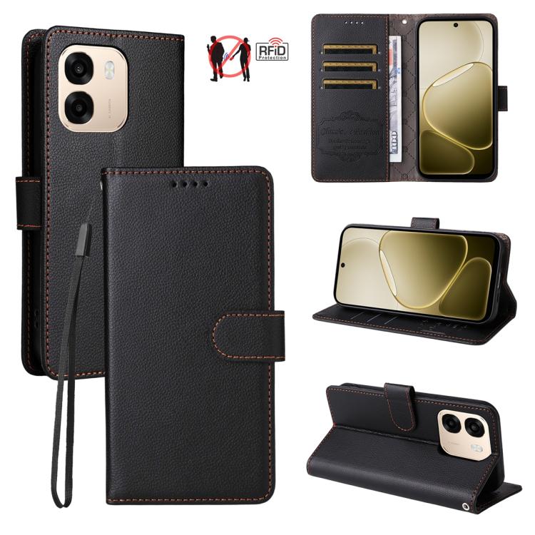 Litchi Texture RFID Blocking 3-Card Wallet Leather Phone Case, For OPPO A7 Pro Max 5G, For OPPO F33 Pro 5G, For OPPO Reno15 F 5G, For OPPO Reno15 5G Global / Reno 15c 5G, For OPPO A6 4G / 5G / A6x 5G Global, For OPPO Find X9                            ...