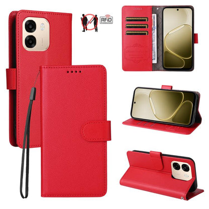 Litchi Texture RFID Blocking 3-Card Wallet Leather Phone Case, For OPPO A7 Pro Max 5G, For OPPO F33 Pro 5G, For OPPO Reno15 F 5G, For OPPO Reno15 5G Global / Reno 15c 5G, For OPPO A6 4G / 5G / A6x 5G Global, For OPPO Find X9                            ...