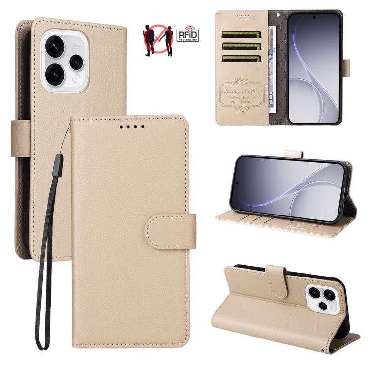 Litchi Texture RFID Blocking 3-Card Wallet Leather Phone Case, For OPPO A7 Pro Max 5G, For OPPO F33 Pro 5G, For OPPO Reno15 F 5G, For OPPO Reno15 5G Global / Reno 15c 5G, For OPPO A6 4G / 5G / A6x 5G Global, For OPPO Find X9                            ...
