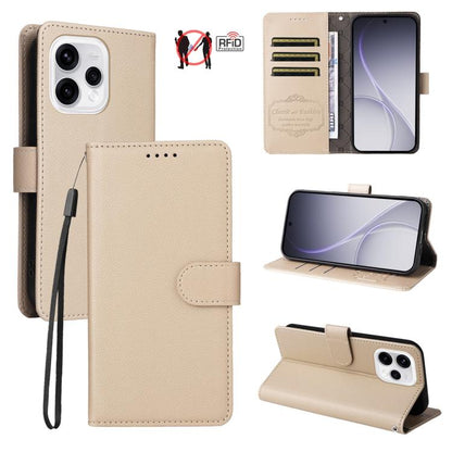 Litchi Texture RFID Blocking 3-Card Wallet Leather Phone Case, For OPPO A7 Pro Max 5G, For OPPO F33 Pro 5G, For OPPO Reno15 F 5G, For OPPO Reno15 5G Global / Reno 15c 5G, For OPPO A6 4G / 5G / A6x 5G Global, For OPPO Find X9                            ...