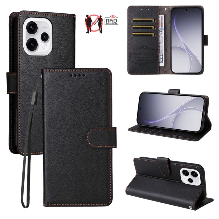 Litchi Texture RFID Blocking 3-Card Wallet Leather Phone Case, For OPPO A7 Pro Max 5G, For OPPO F33 Pro 5G, For OPPO Reno15 F 5G, For OPPO Reno15 5G Global / Reno 15c 5G, For OPPO A6 4G / 5G / A6x 5G Global, For OPPO Find X9                            ...