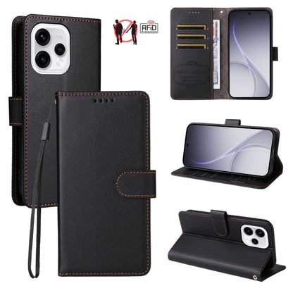 Litchi Texture RFID Blocking 3-Card Wallet Leather Phone Case, For OPPO A7 Pro Max 5G, For OPPO F33 Pro 5G, For OPPO Reno15 F 5G, For OPPO Reno15 5G Global / Reno 15c 5G, For OPPO A6 4G / 5G / A6x 5G Global, For OPPO Find X9                            ...
