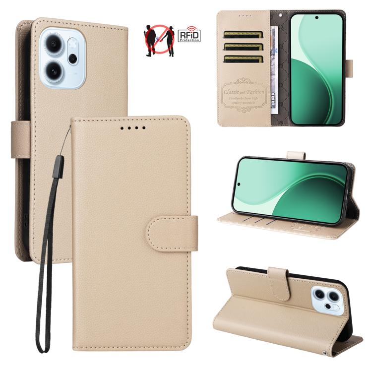 Litchi Texture RFID Blocking 3-Card Wallet Leather Phone Case, For OPPO A7 Pro Max 5G, For OPPO F33 Pro 5G, For OPPO Reno15 F 5G, For OPPO Reno15 5G Global / Reno 15c 5G, For OPPO A6 4G / 5G / A6x 5G Global, For OPPO Find X9                            ...