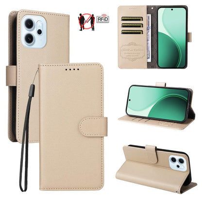 Litchi Texture RFID Blocking 3-Card Wallet Leather Phone Case, For OPPO A7 Pro Max 5G, For OPPO F33 Pro 5G, For OPPO Reno15 F 5G, For OPPO Reno15 5G Global / Reno 15c 5G, For OPPO A6 4G / 5G / A6x 5G Global, For OPPO Find X9                            ...