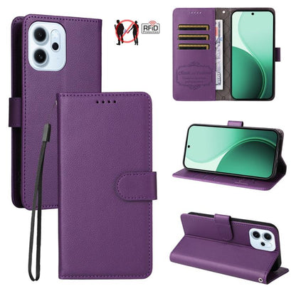 Litchi Texture RFID Blocking 3-Card Wallet Leather Phone Case, For OPPO A7 Pro Max 5G, For OPPO F33 Pro 5G, For OPPO Reno15 F 5G, For OPPO Reno15 5G Global / Reno 15c 5G, For OPPO A6 4G / 5G / A6x 5G Global, For OPPO Find X9                            ...