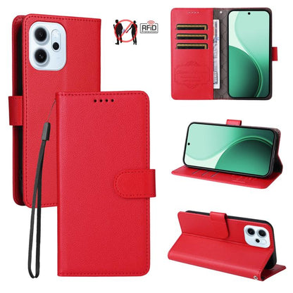 Litchi Texture RFID Blocking 3-Card Wallet Leather Phone Case, For OPPO A7 Pro Max 5G, For OPPO F33 Pro 5G, For OPPO Reno15 F 5G, For OPPO Reno15 5G Global / Reno 15c 5G, For OPPO A6 4G / 5G / A6x 5G Global, For OPPO Find X9                            ...