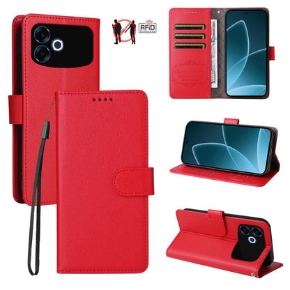 Litchi Texture RFID Blocking 3-Card Wallet Leather Phone Case, For OPPO A7 Pro Max 5G, For OPPO F33 Pro 5G, For OPPO Reno15 F 5G, For OPPO Reno15 5G Global / Reno 15c 5G, For OPPO A6 4G / 5G / A6x 5G Global, For OPPO Find X9                            ...