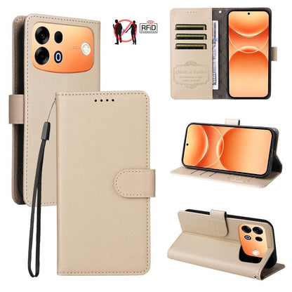 Litchi Texture RFID Blocking 3-Card Wallet Leather Phone Case, For OPPO A7 Pro Max 5G, For OPPO F33 Pro 5G, For OPPO Reno15 F 5G, For OPPO Reno15 5G Global / Reno 15c 5G, For OPPO A6 4G / 5G / A6x 5G Global, For OPPO Find X9                            ...