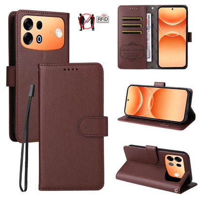 Litchi Texture RFID Blocking 3-Card Wallet Leather Phone Case, For OPPO A7 Pro Max 5G, For OPPO F33 Pro 5G, For OPPO Reno15 F 5G, For OPPO Reno15 5G Global / Reno 15c 5G, For OPPO A6 4G / 5G / A6x 5G Global, For OPPO Find X9                            ...