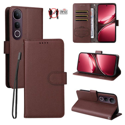 Litchi Texture RFID Blocking 3-Card Wallet Leather Phone Case, For vivo S2 5G / V80 Lite IN/PK, For vivo X300 E 5G, For vivo Y500 4G / iQOO Z11 5G / T5 Pro 5G, For vivo Y600 Pro 5G, For vivo Y21 5G 2026 / vivo Y05 4G, For vivo V70 FE 5G                ...