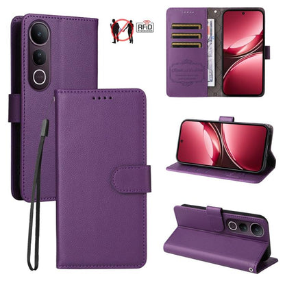 Litchi Texture RFID Blocking 3-Card Wallet Leather Phone Case, For vivo S2 5G / V80 Lite IN/PK, For vivo X300 E 5G, For vivo Y500 4G / iQOO Z11 5G / T5 Pro 5G, For vivo Y600 Pro 5G, For vivo Y21 5G 2026 / vivo Y05 4G, For vivo V70 FE 5G                ...