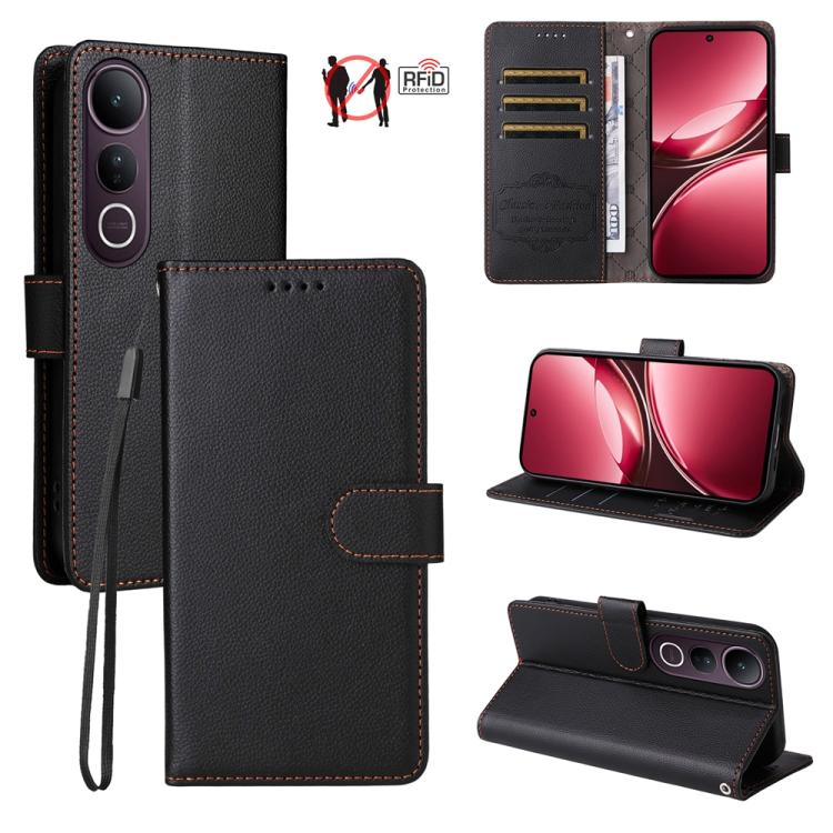 Litchi Texture RFID Blocking 3-Card Wallet Leather Phone Case, For vivo S2 5G / V80 Lite IN/PK, For vivo X300 E 5G, For vivo Y500 4G / iQOO Z11 5G / T5 Pro 5G, For vivo Y600 Pro 5G, For vivo Y21 5G 2026 / vivo Y05 4G, For vivo V70 FE 5G                ...