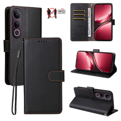 Litchi Texture RFID Blocking 3-Card Wallet Leather Phone Case, For vivo S2 5G / V80 Lite IN/PK, For vivo X300 E 5G, For vivo Y500 4G / iQOO Z11 5G / T5 Pro 5G, For vivo Y600 Pro 5G, For vivo Y21 5G 2026 / vivo Y05 4G, For vivo V70 FE 5G                ...