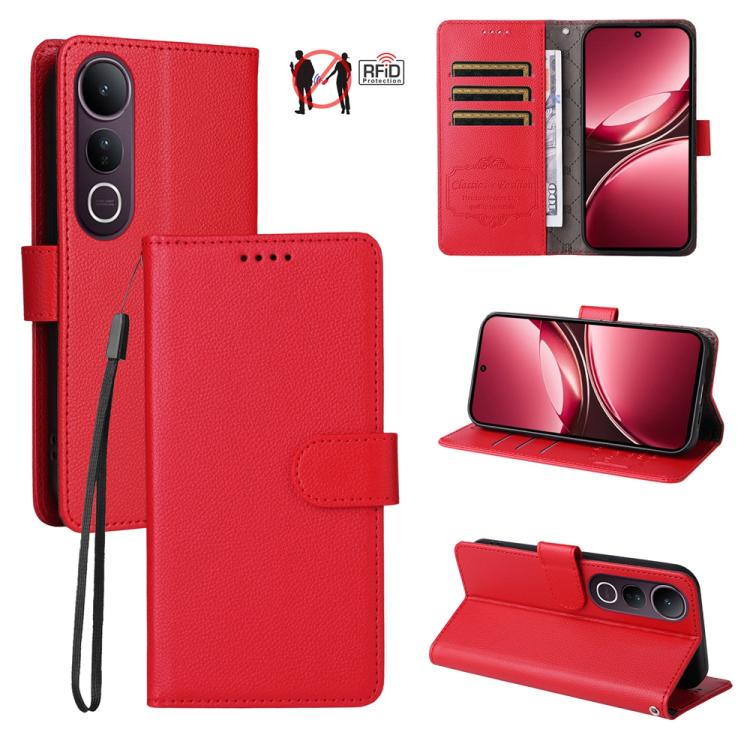 Litchi Texture RFID Blocking 3-Card Wallet Leather Phone Case, For vivo S2 5G / V80 Lite IN/PK, For vivo X300 E 5G, For vivo Y500 4G / iQOO Z11 5G / T5 Pro 5G, For vivo Y600 Pro 5G, For vivo Y21 5G 2026 / vivo Y05 4G, For vivo V70 FE 5G                ...