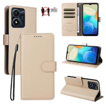 Litchi Texture RFID Blocking 3-Card Wallet Leather Phone Case, For vivo Y39 5G / vivo Y300i, For vivo Y200 India / V30 Lite 5G / V29e, For vivo V40 Lite 4G / 5G IDN / Y300 / Y200 5G, For vivo Y100 IDN / Y200e / T3 / V30 Lite ME                         ...