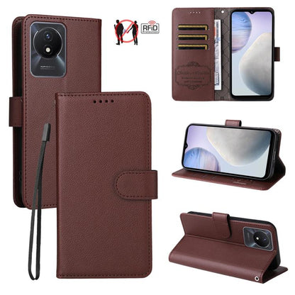 Litchi Texture RFID Blocking 3-Card Wallet Leather Phone Case, For vivo Y39 5G / vivo Y300i, For vivo Y200 India / V30 Lite 5G / V29e, For vivo V40 Lite 4G / 5G IDN / Y300 / Y200 5G, For vivo Y100 IDN / Y200e / T3 / V30 Lite ME                         ...