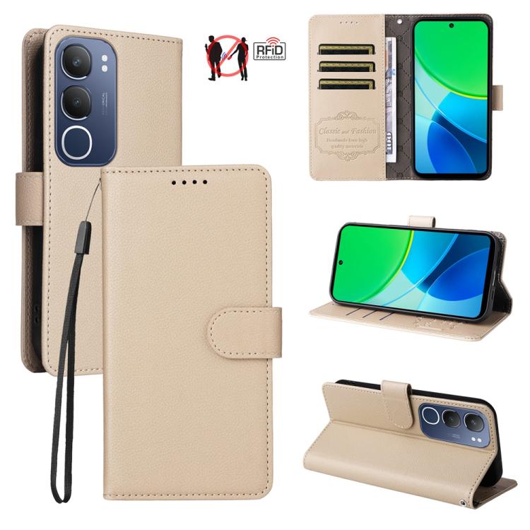 Litchi Texture RFID Blocking 3-Card Wallet Leather Phone Case, For vivo S2 5G / V80 Lite IN/PK, For vivo X300 E 5G, For vivo Y500 4G / iQOO Z11 5G / T5 Pro 5G, For vivo Y600 Pro 5G, For vivo Y21 5G 2026 / vivo Y05 4G, For vivo V70 FE 5G                ...