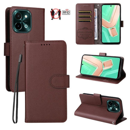 Litchi Texture RFID Blocking 3-Card Wallet Leather Phone Case, For vivo Y39 5G / vivo Y300i, For vivo Y200 India / V30 Lite 5G / V29e, For vivo V40 Lite 4G / 5G IDN / Y300 / Y200 5G, For vivo Y100 IDN / Y200e / T3 / V30 Lite ME                         ...