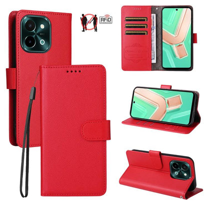 Litchi Texture RFID Blocking 3-Card Wallet Leather Phone Case, For vivo Y39 5G / vivo Y300i, For vivo Y200 India / V30 Lite 5G / V29e, For vivo V40 Lite 4G / 5G IDN / Y300 / Y200 5G, For vivo Y100 IDN / Y200e / T3 / V30 Lite ME                         ...