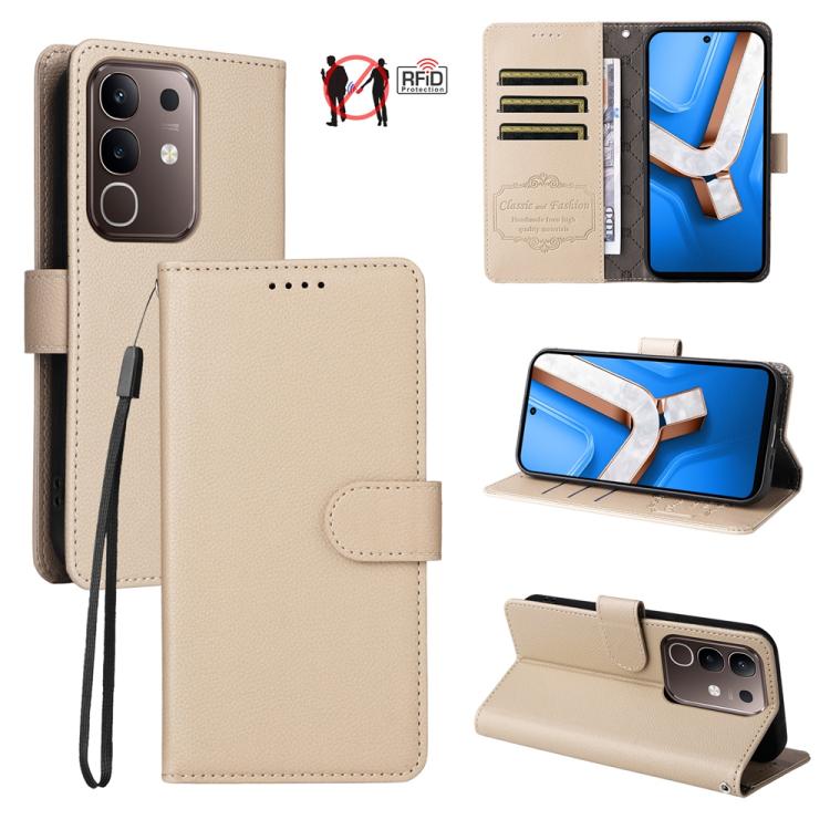 Litchi Texture RFID Blocking 3-Card Wallet Leather Phone Case, For vivo S2 5G / V80 Lite IN/PK, For vivo X300 E 5G, For vivo Y500 4G / iQOO Z11 5G / T5 Pro 5G, For vivo Y600 Pro 5G, For vivo Y21 5G 2026 / vivo Y05 4G, For vivo V70 FE 5G                ...