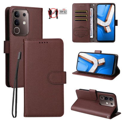 Litchi Texture RFID Blocking 3-Card Wallet Leather Phone Case, For vivo S2 5G / V80 Lite IN/PK, For vivo X300 E 5G, For vivo Y500 4G / iQOO Z11 5G / T5 Pro 5G, For vivo Y600 Pro 5G, For vivo Y21 5G 2026 / vivo Y05 4G, For vivo V70 FE 5G                ...