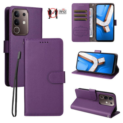 Litchi Texture RFID Blocking 3-Card Wallet Leather Phone Case, For vivo S2 5G / V80 Lite IN/PK, For vivo X300 E 5G, For vivo Y500 4G / iQOO Z11 5G / T5 Pro 5G, For vivo Y600 Pro 5G, For vivo Y21 5G 2026 / vivo Y05 4G, For vivo V70 FE 5G                ...