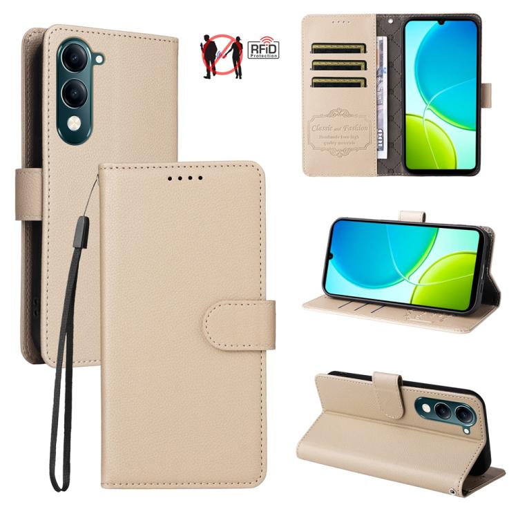 Litchi Texture RFID Blocking 3-Card Wallet Leather Phone Case, For vivo S2 5G / V80 Lite IN/PK, For vivo X300 E 5G, For vivo Y500 4G / iQOO Z11 5G / T5 Pro 5G, For vivo Y600 Pro 5G, For vivo Y21 5G 2026 / vivo Y05 4G, For vivo V70 FE 5G                ...