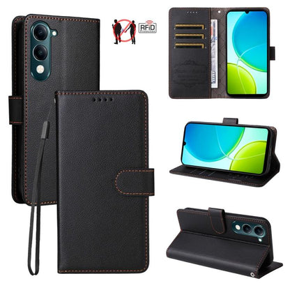 Litchi Texture RFID Blocking 3-Card Wallet Leather Phone Case, For vivo S2 5G / V80 Lite IN/PK, For vivo X300 E 5G, For vivo Y500 4G / iQOO Z11 5G / T5 Pro 5G, For vivo Y600 Pro 5G, For vivo Y21 5G 2026 / vivo Y05 4G, For vivo V70 FE 5G                ...