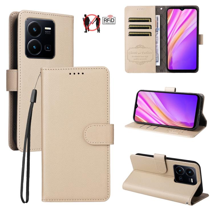 Litchi Texture RFID Blocking 3-Card Wallet Leather Phone Case, For vivo Y39 5G / vivo Y300i, For vivo Y200 India / V30 Lite 5G / V29e, For vivo V40 Lite 4G / 5G IDN / Y300 / Y200 5G, For vivo Y100 IDN / Y200e / T3 / V30 Lite ME                         ...