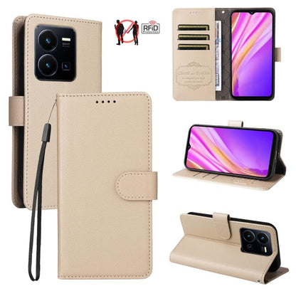 Litchi Texture RFID Blocking 3-Card Wallet Leather Phone Case, For vivo Y39 5G / vivo Y300i, For vivo Y200 India / V30 Lite 5G / V29e, For vivo V40 Lite 4G / 5G IDN / Y300 / Y200 5G, For vivo Y100 IDN / Y200e / T3 / V30 Lite ME                         ...