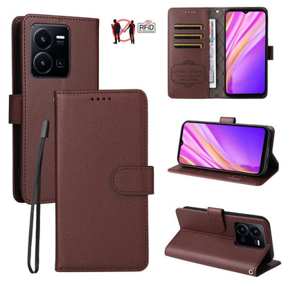 Litchi Texture RFID Blocking 3-Card Wallet Leather Phone Case, For vivo Y39 5G / vivo Y300i, For vivo Y200 India / V30 Lite 5G / V29e, For vivo V40 Lite 4G / 5G IDN / Y300 / Y200 5G, For vivo Y100 IDN / Y200e / T3 / V30 Lite ME                         ...